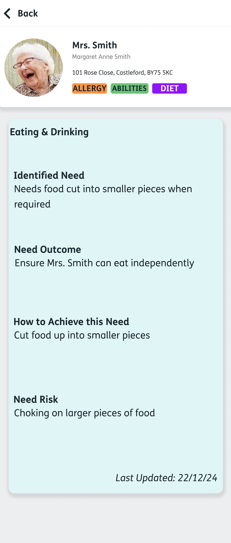 A mobile screen shows contextual care plans