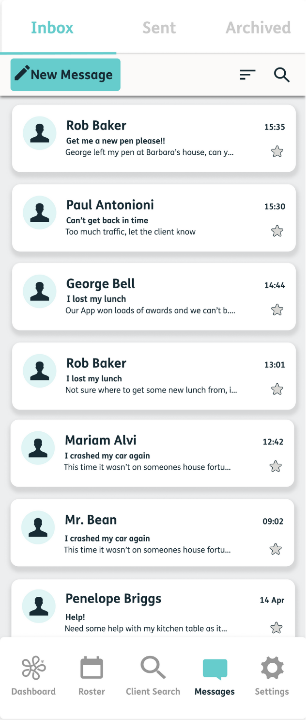 Messaging in-app on the Nourish mobile
