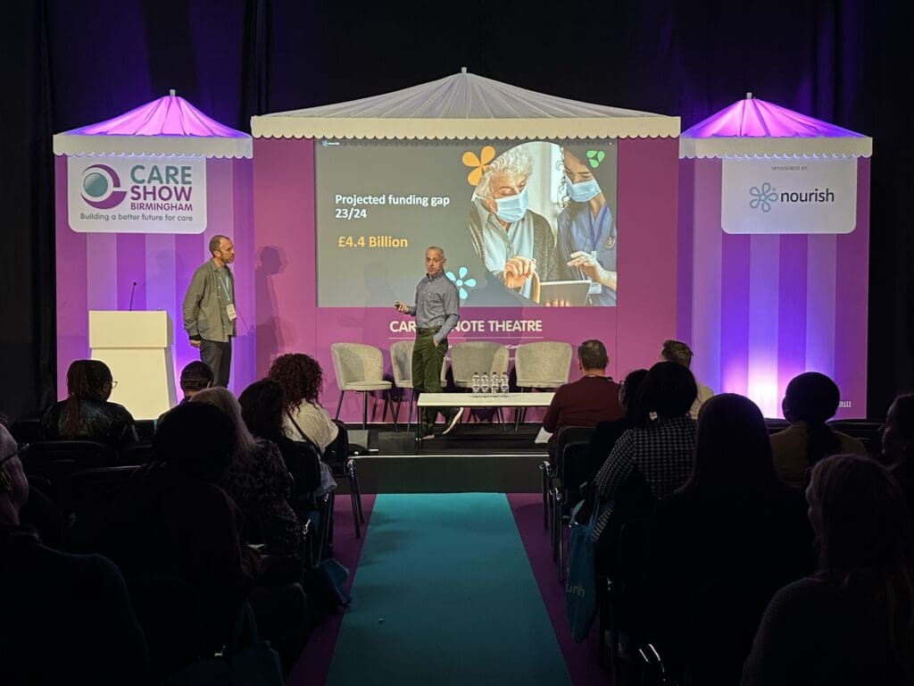 Paul and Matt on stage at Care show birmingham 2025 